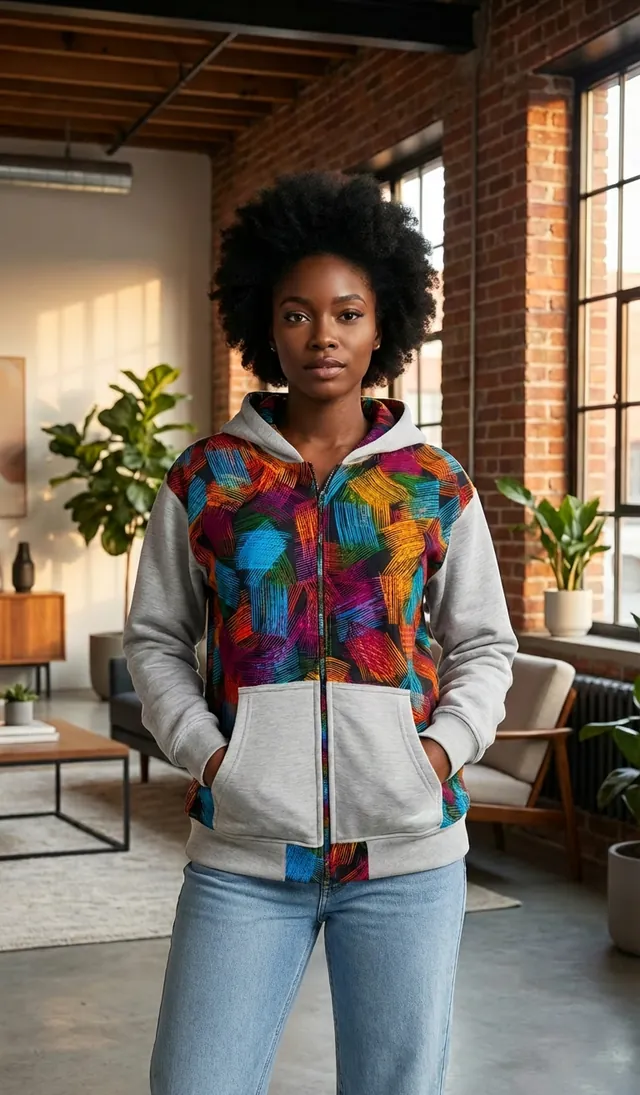 Trendy Unisex Zip-Up Hoodie – Stylish Patterned Streetwear Jacket for Men & Women | Casual Fashion UK in GB