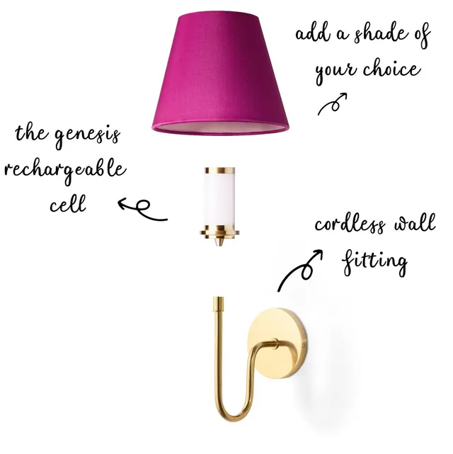 Abigail Rechargeable Wall Fitting in Antique Brass in GB