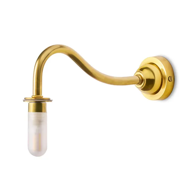IP44 Swan Neck Wall Fitting in Antique Brass in GB