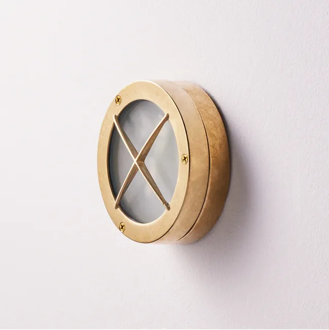 Runswick IP54 Bulkhead in Natural Unlacquered Brass in GB