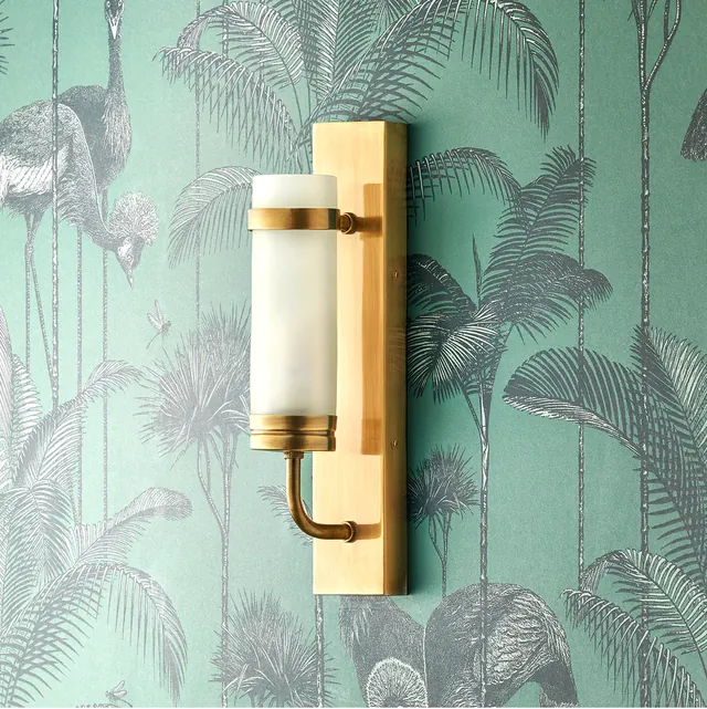 Jim IP44 Wall Light in Brass and Frosted Glass in GB
