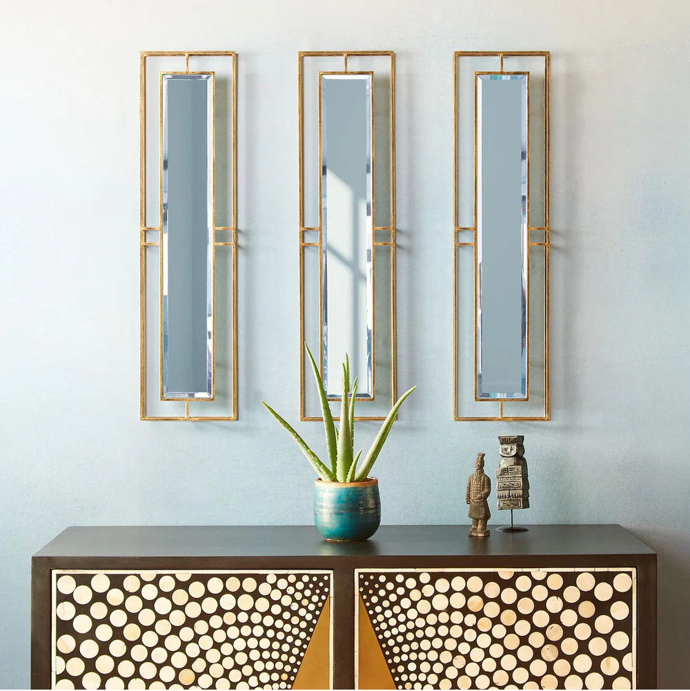 Rectangular Necklace Link Mirror in Antique Gold