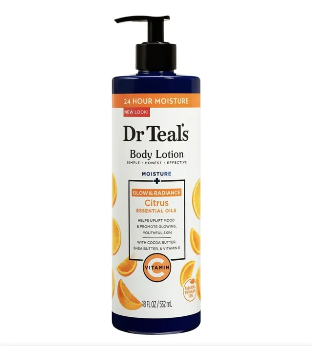 Dr Teal’s Vitamin C Body Lotion 532ml – Glow & Radiance Citrus Moisturiser for Soft, Smooth Skin in GB