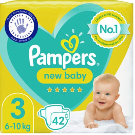 Asda Pampers New Baby Size 3, 6kg To 10kg, 42 Nappies Per Pack in GH