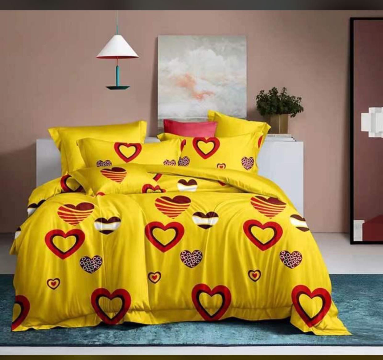 Double Bed Size Bedsheets Bed Set 1 Double Bedsheet with 4 Pillow Cover in GH