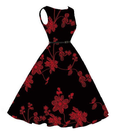 Women Sleeveless Vintage Tea Length Swing A-line Party Dress with Belt in GH