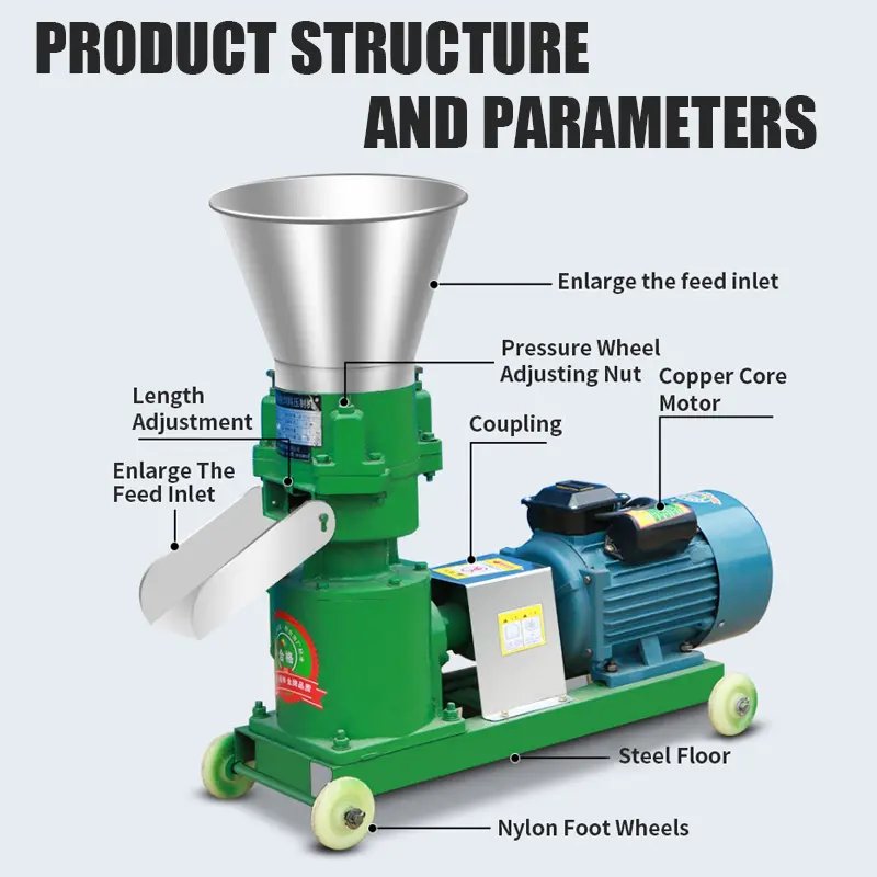 Mini Poultry Fish Animal Chicken Pig Food Feed Grain Crusher Pellet Mill Making Machine in GH