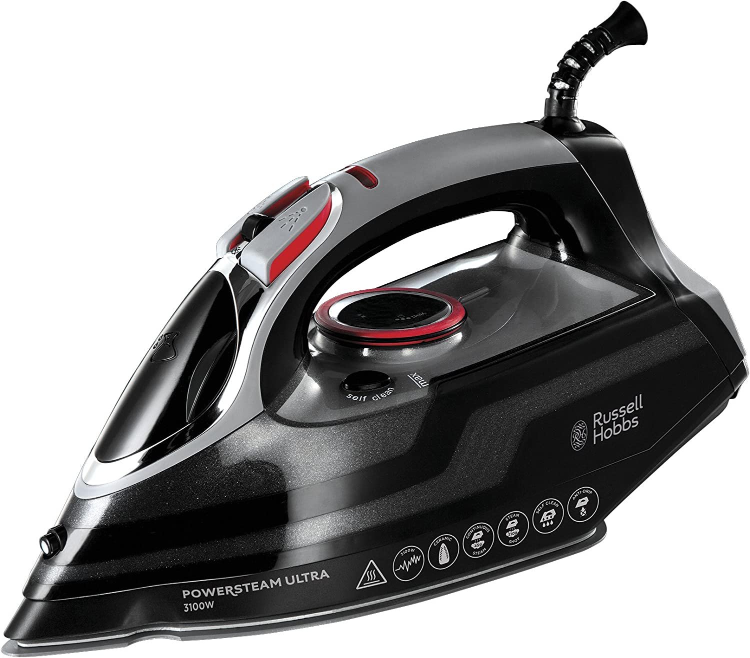 Russell Hobbs Powersteam Ultra 3100 W Vertical Steam Iron 20630 - Black and Grey in GH