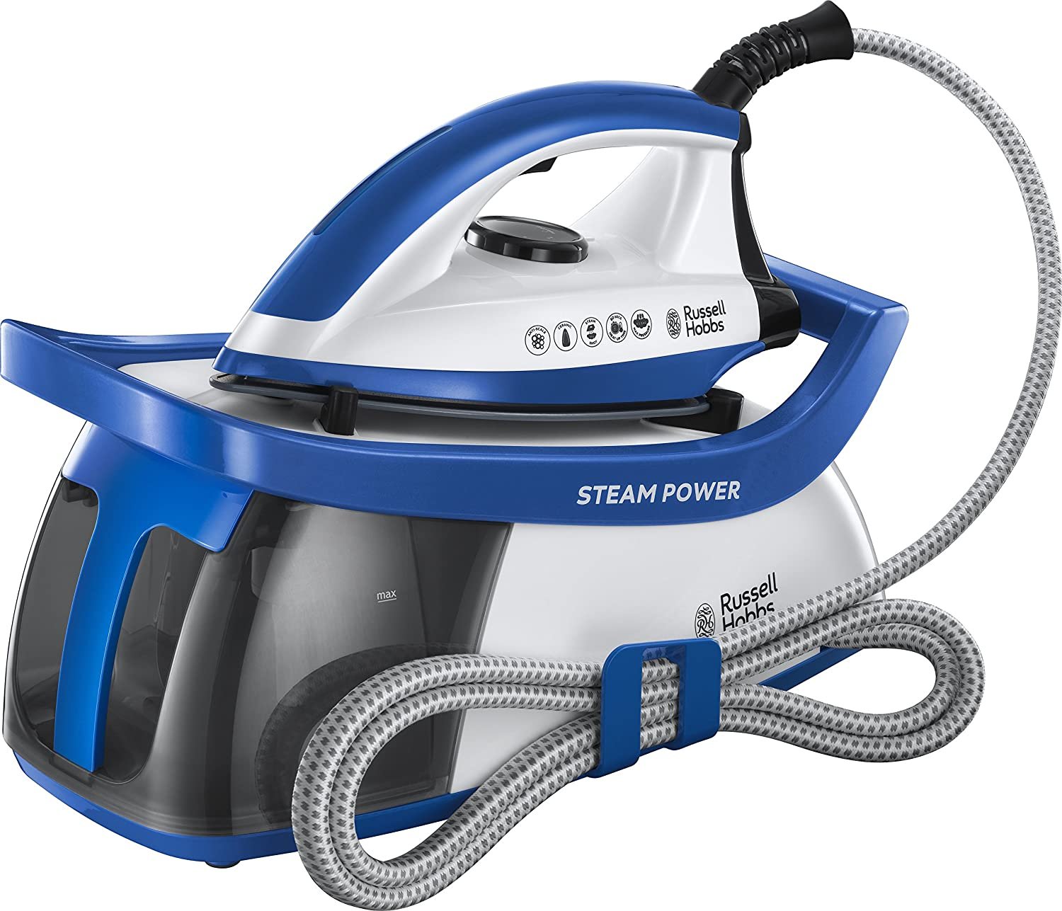 Russell Hobbs 24430 Power 95 Station, Series 2 Steam Generator, 2600 W, 1.3 Litre, Blue and White in GH