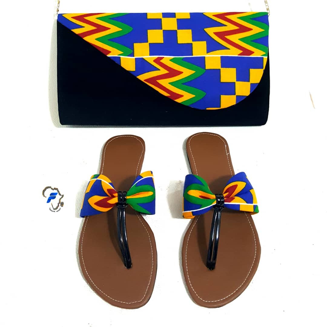 Afrique Hand Bag and Sandals Match for Women Traditional Handbag Set