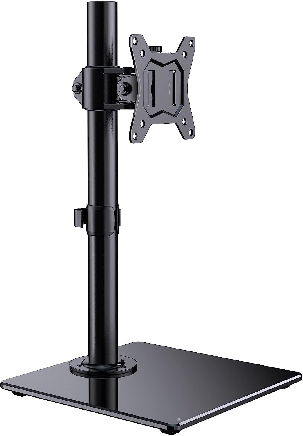 Monitor Stand for 13”-32” Screens, ErGear Single Freestanding Monitor Arm with Tempered Glass Base, VESA Monitor Desk Mount with Height Adjustable Swivel, Tilt, Rotation, VESA 75x75 100x100 in GH