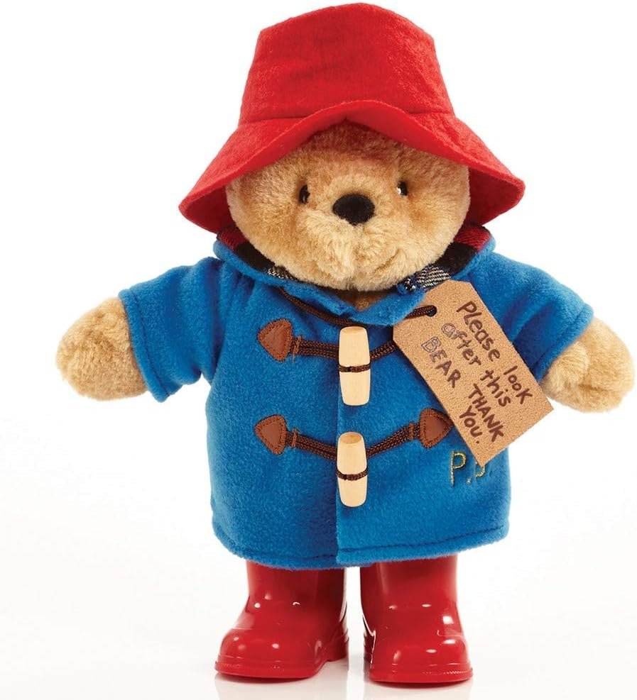 Rainbow Designs Classic Paddington Bear with Boots - 25cm Standing Plush Character - Soft & Cuddly Paddington Teddy Bear with Iconic Duffle Coat, Bush Hat & Shiny Red in GH
