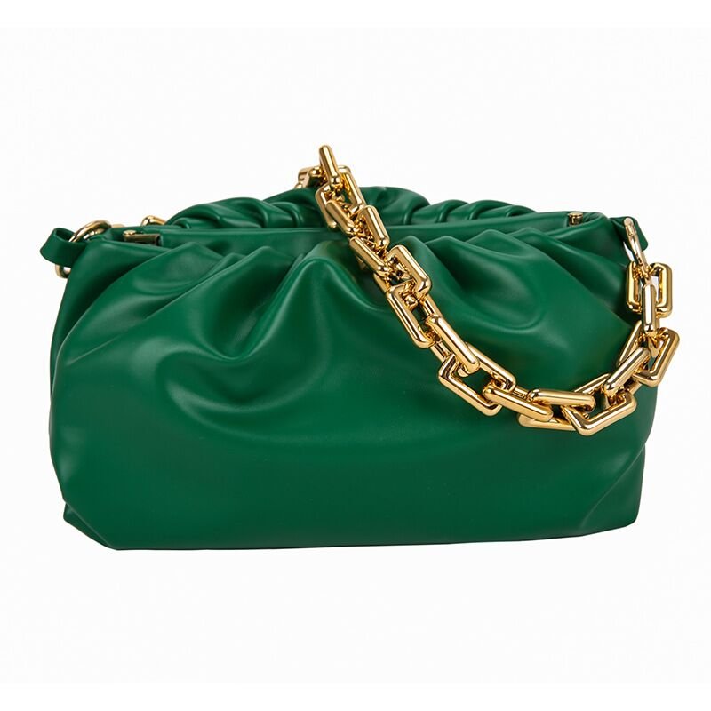 Clutch bag, Quality Dumpling tote pleated pouch shoulder bag with gold chain women handbag in GH
