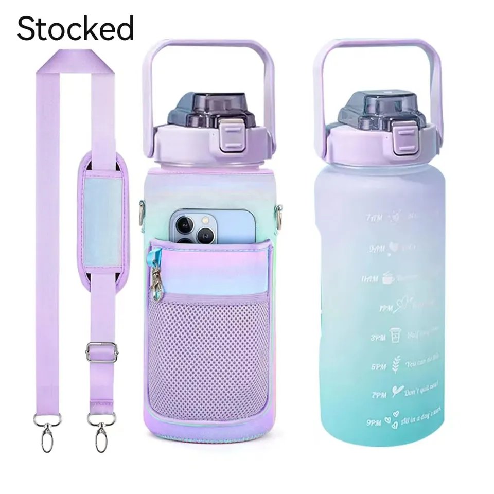 Water Bottle Rubber Vacuum Bling Stainless Steel With Sleeve And Strap Phone Holder 1L, to 1.5L. to 2L in GH