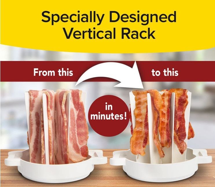 Bacon Can™ Healthy Crispy Bacon Cooker Rack Easy to clean in GH