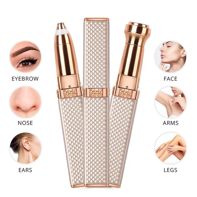 Hair Removal Shaving Eyebrow Trimmer 2 in1 Shaver Remover Body Facial Nose Epilator for Women