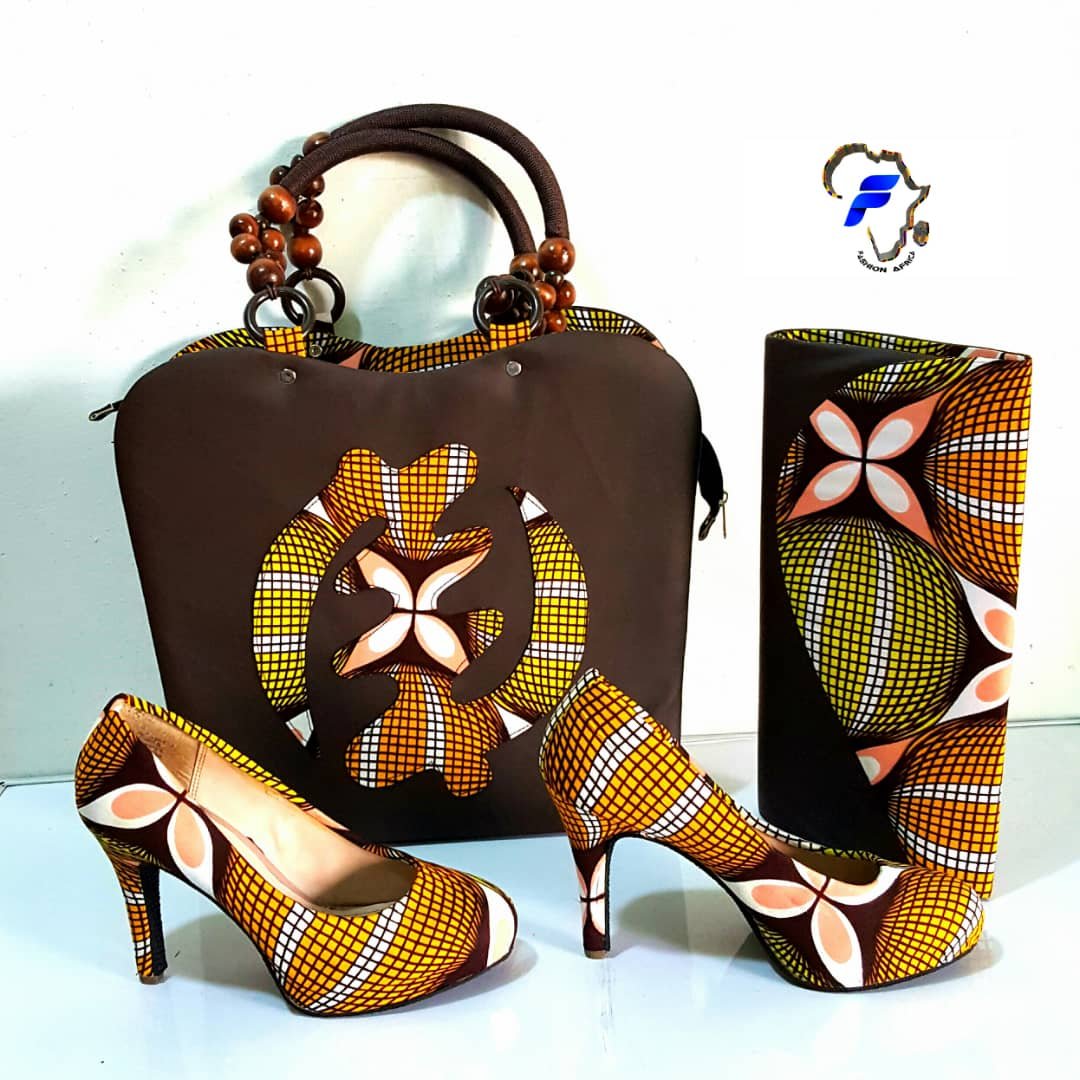 African Matching Shoes, Purse And Hand Bag Set For Ladies