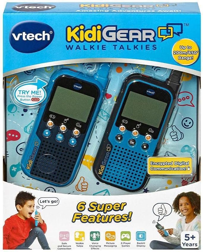 VTech KidiGear Walkie Talkies for Kids, Outdoor 65-foot Long Distance Walkie Talkies with Secure Digital Connection, Suitable for Boys and Girls 5+ years, Blue