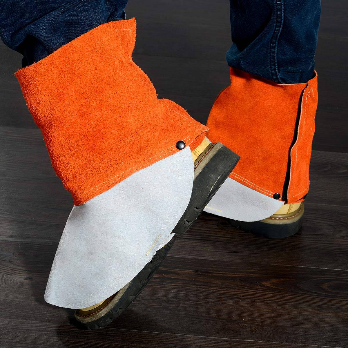 Leather Welding Spats - Heat and Abrasion Resistant Welding Boot Covers - Shoes Protectors - Welding Gaiters, 1 Pair
