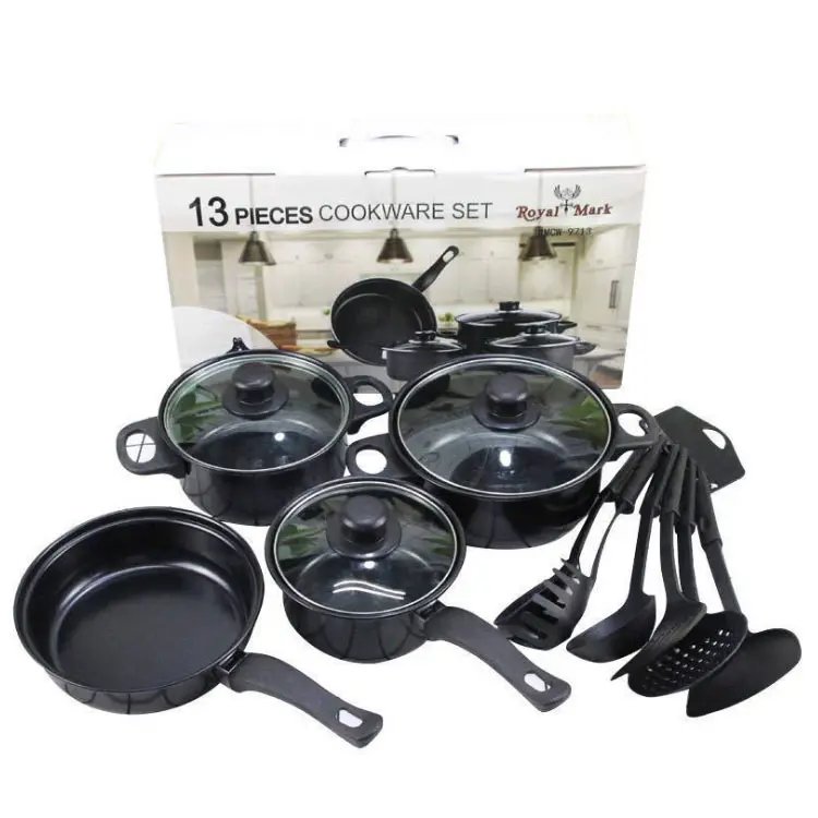 13 pc cookware set with silicon spoon
