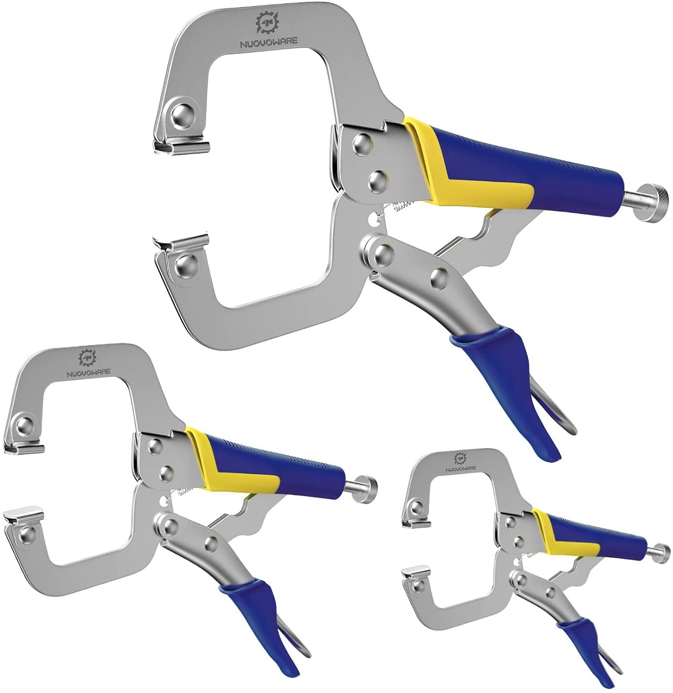 Premium Face Clamp, Locking C Clamp 3 Pack (6" + 9" + 11") with Swivel Pads