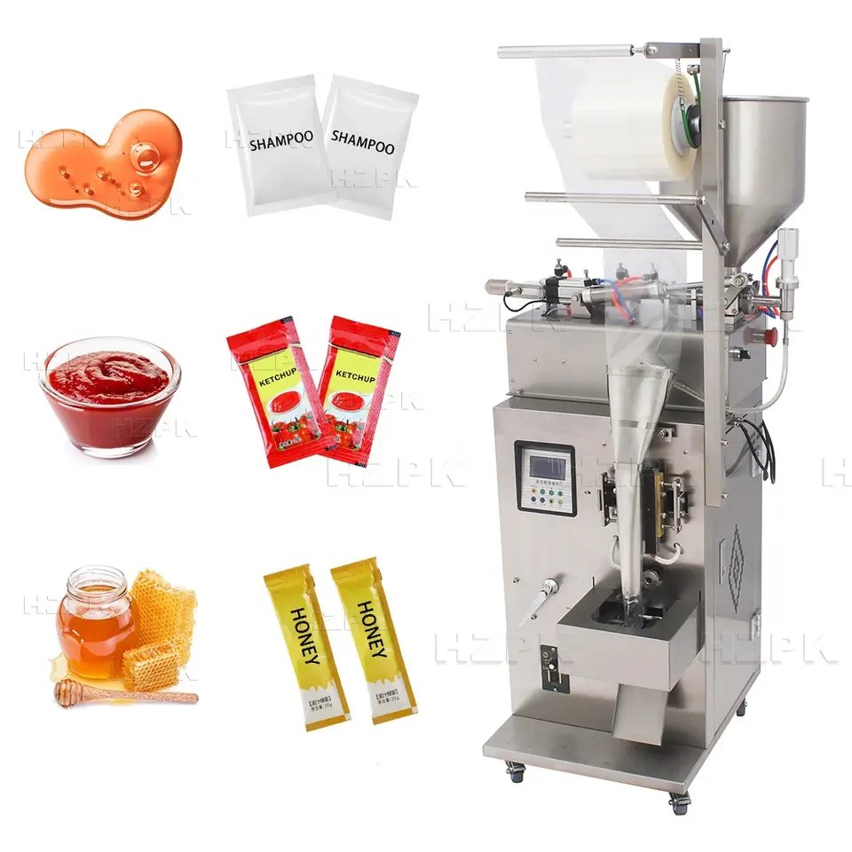 Tomato Sauce Ketchup Automatic Honey Garlic Paste Sachet Mixing Heating Packaging Machine