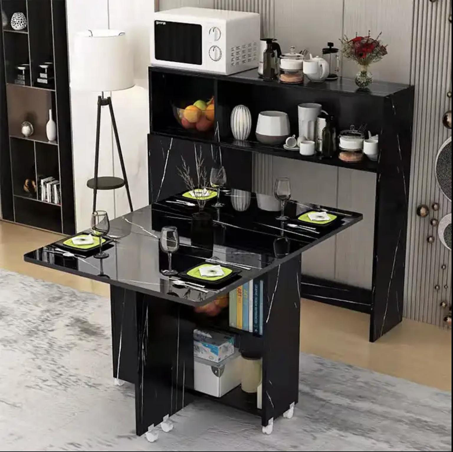 Dining Table for Home Space Saving Indoor Wooden Folding Dining