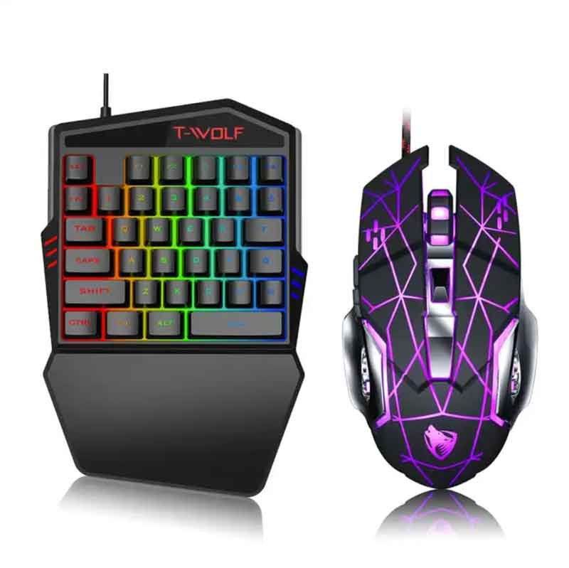 T-WOLF TF900 One-Handed Gaming Keyboard and Mouse set