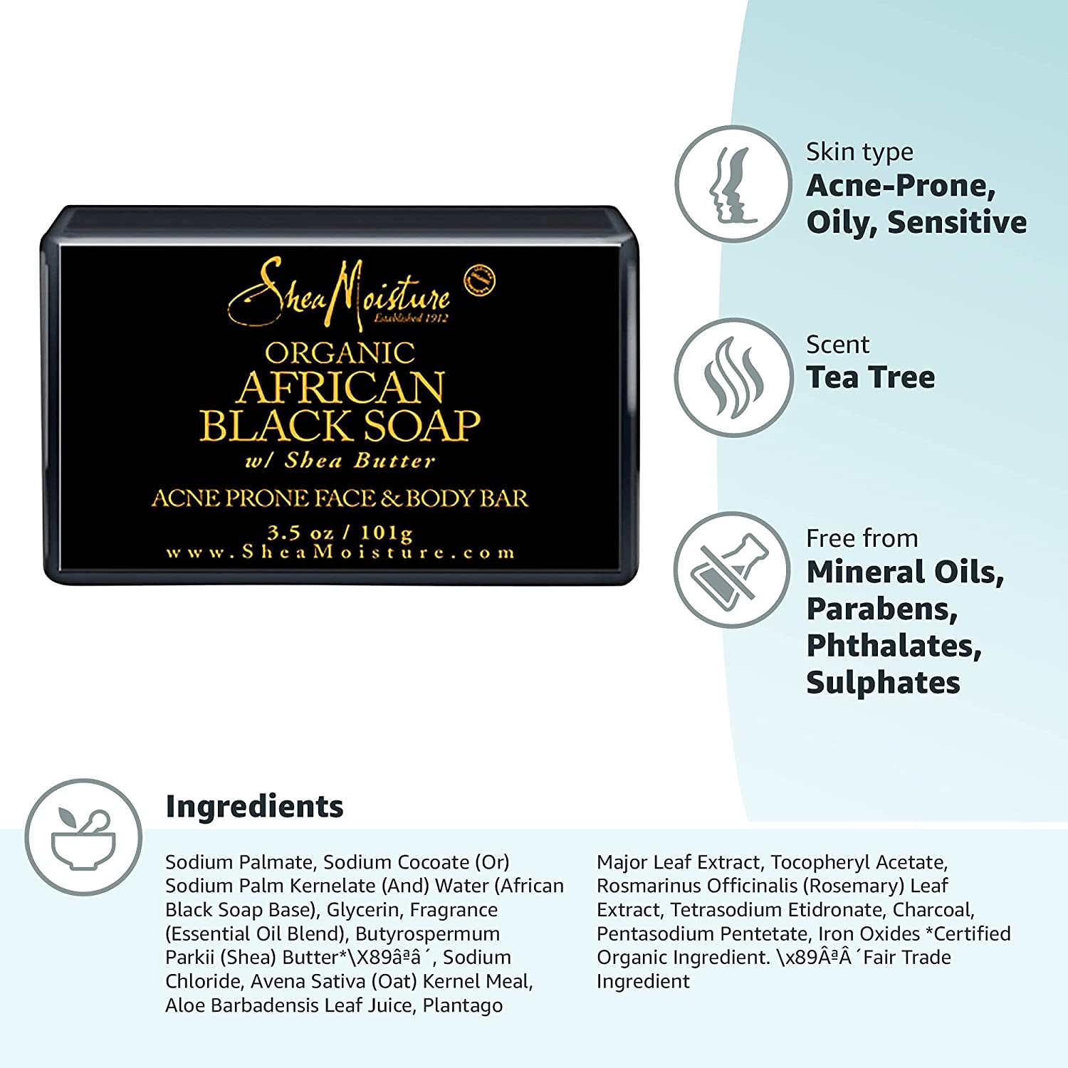 Real Ghana Black Soap Full Body Bar, 3.5 Oz - Authentic African Soapp in GB