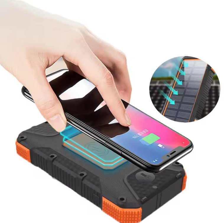 20000mAh Solar Power Bank Wireless Charger 3 USB Portable External Battery Charger Power Bank