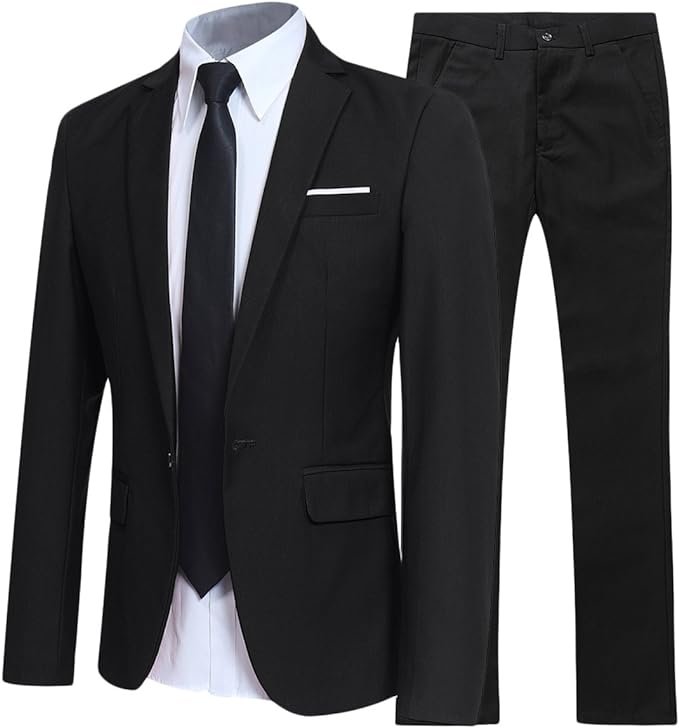 Mens Suits 2 Piece Suit Slim Fit Wedding Dinner Tuxedo Suits for Men Business Casual Jacket & Trousers