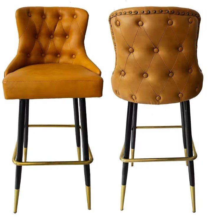 Kitchen Chair Bar, Hotel Luxury Modern Gold Contemporary Chair Leather Metal Kitchen Chair