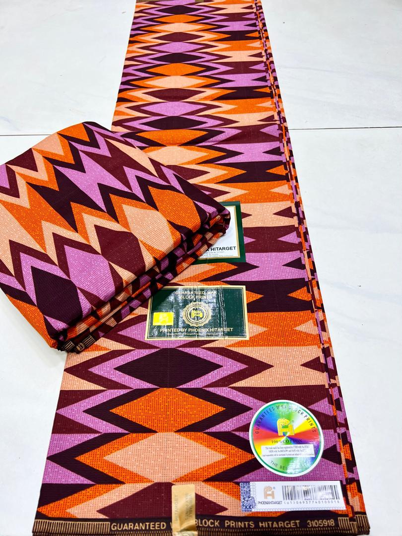 Kente 100% Cotton Hitarget African Kente Fabric Sewing Material  For Making Dress Craft, Quilts, Sewing, 2 Yards 6 Yards Piece