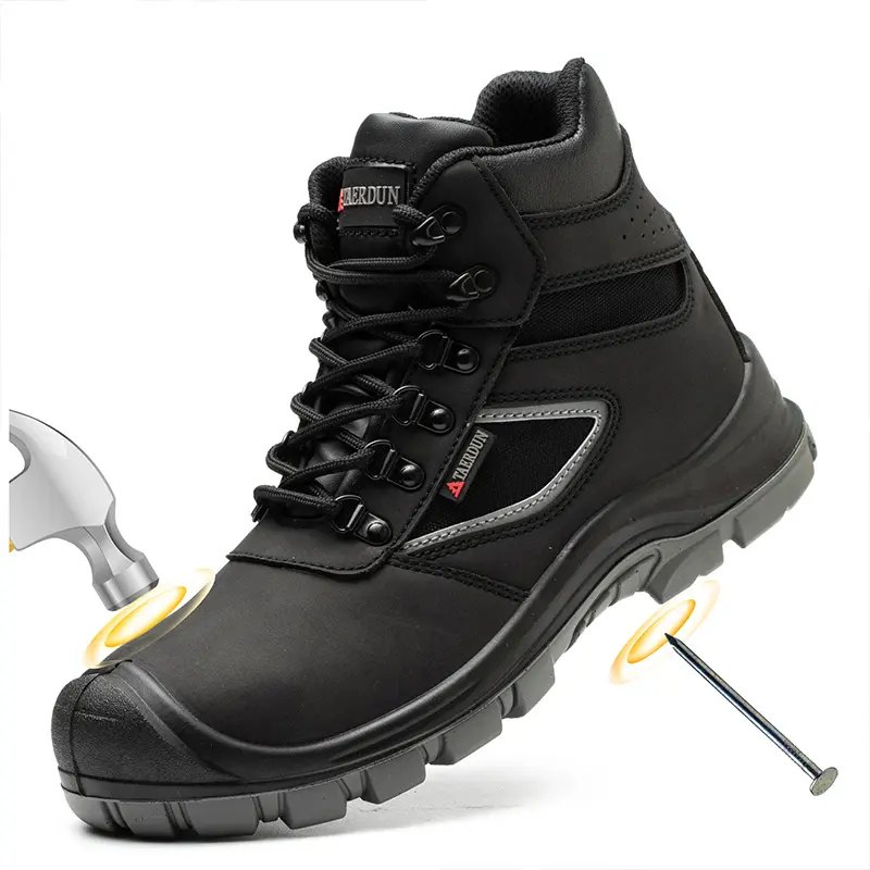 Safety Boots Construction Lightweight Steel Toe Work Shoes Brown Working Boots