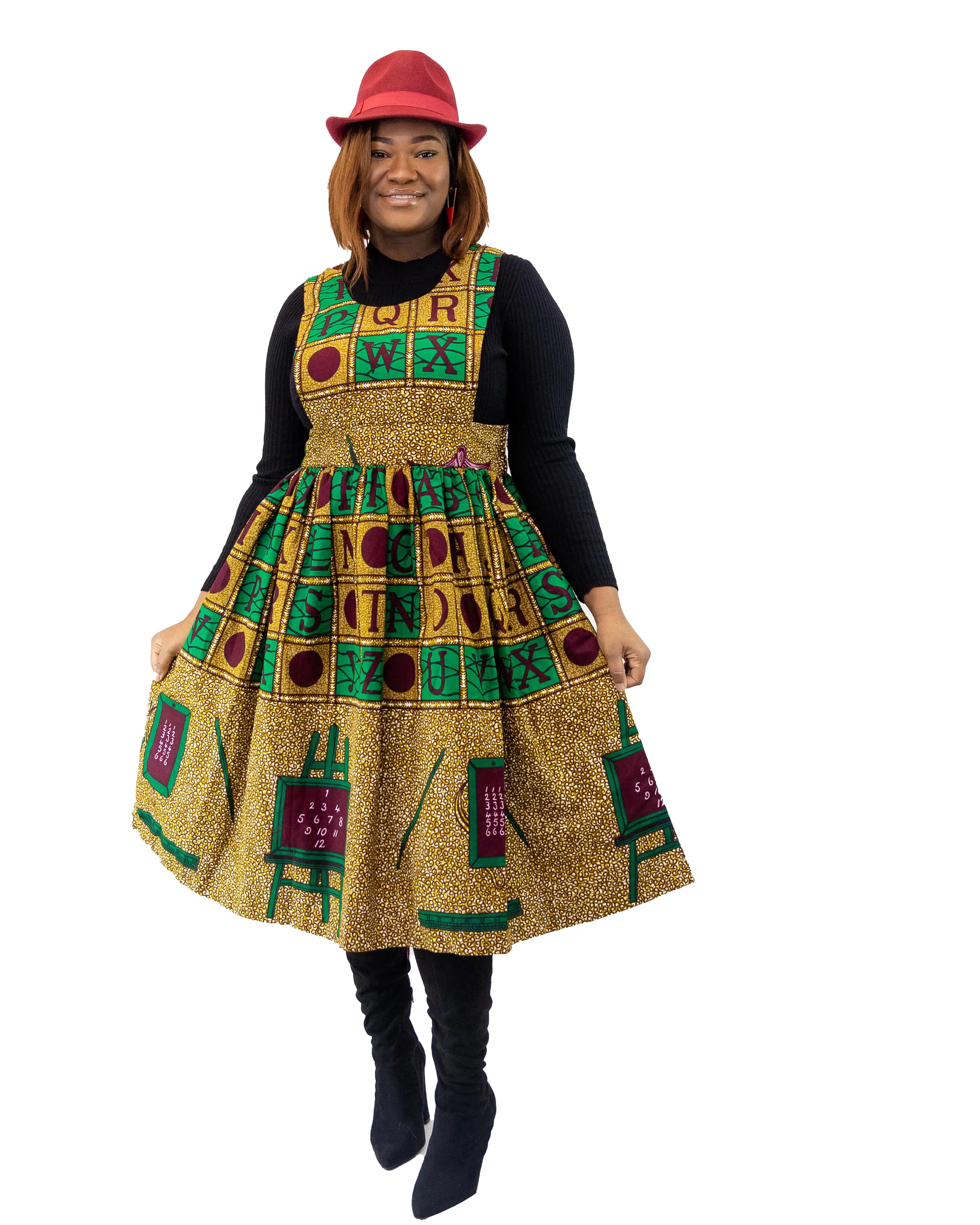 African Print Pinafore Skater Dress