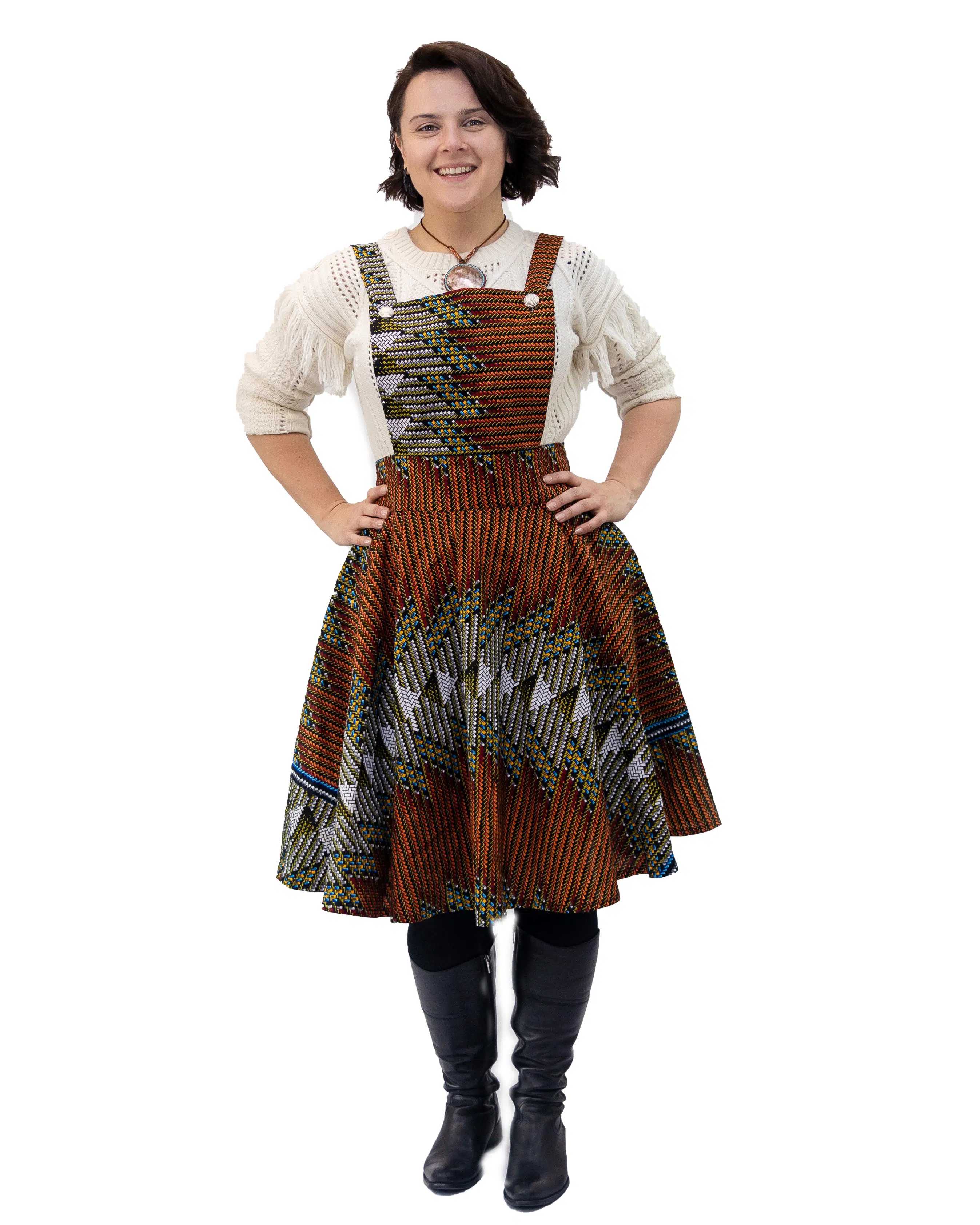 Leena African Kente Print Pinafore Dress