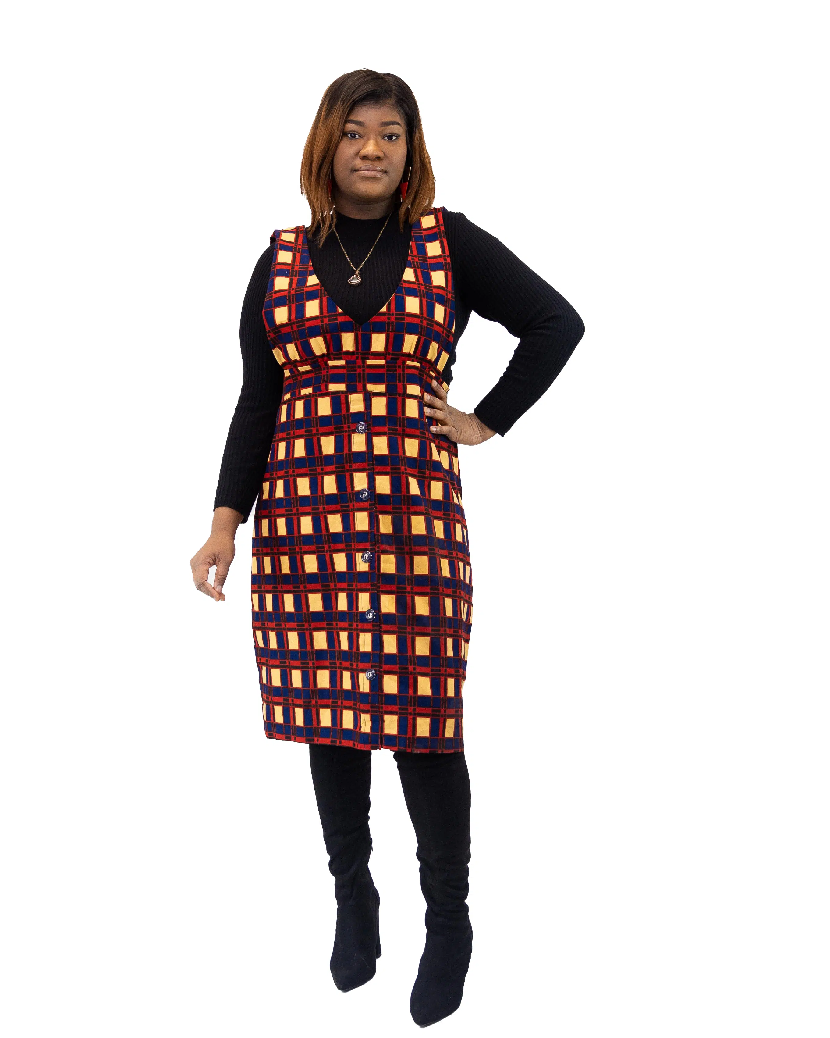 Lyla African Kente Print Pinafore Dress