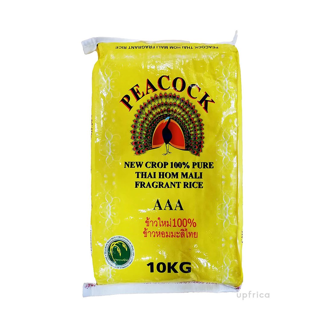 Peacock Rice in Ghana Original Thai Hom Mali Fragrant Rice, 10kg