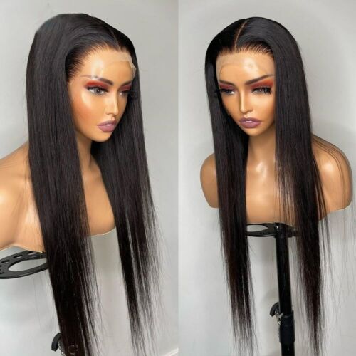 24inch Synthetic hair Glueless Lace front wigs Black Natural Straight Women