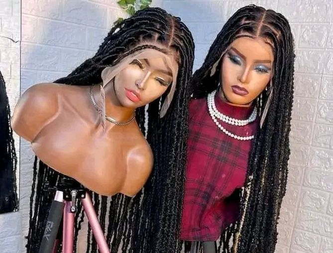 BOX PARTING CURLY BRAIDED WIG FOR LADIES in NG