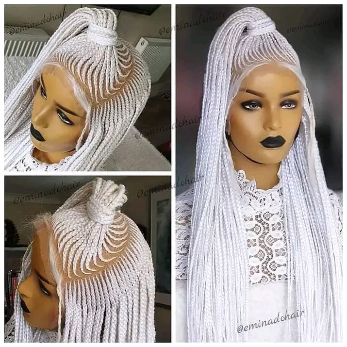 SINGLE PICKING WHITE BRAIDED WIG FOR LADIES in NG