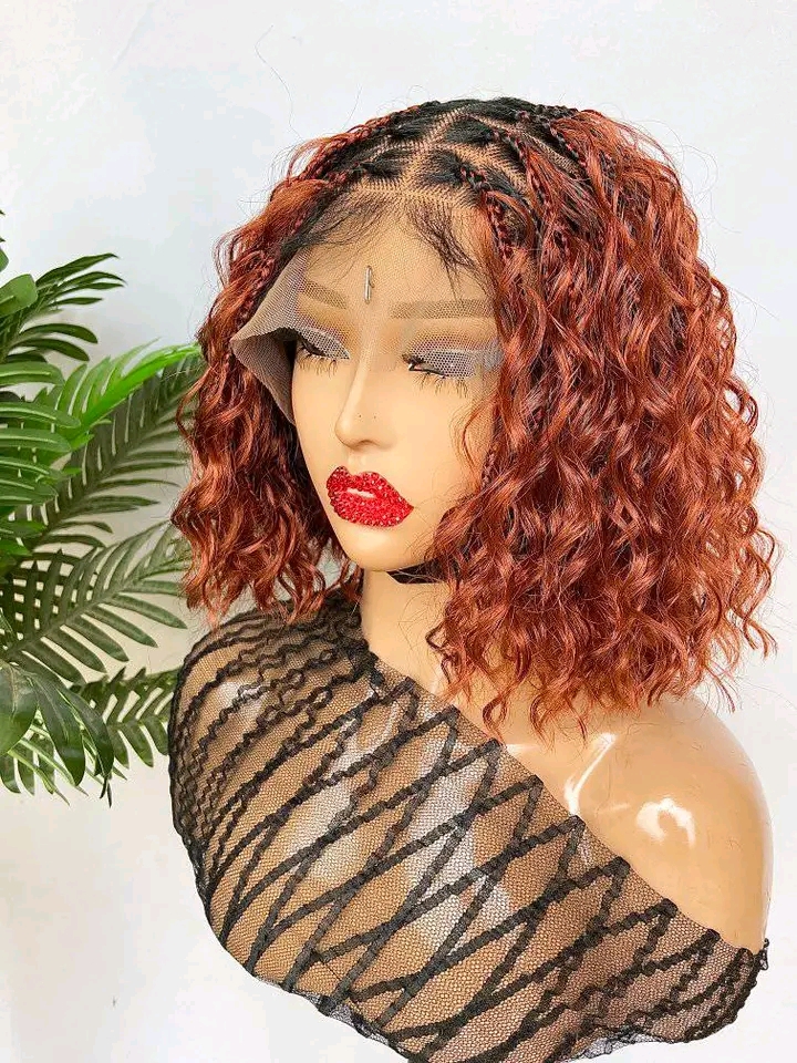 BOX PARTING SHORT CURLY BRAIDED WIG FOR LADIES