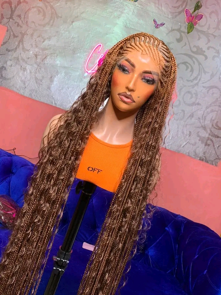 GOLDEN BROWN MULTI PARTING BRAIDED WIGS FOR LADIES