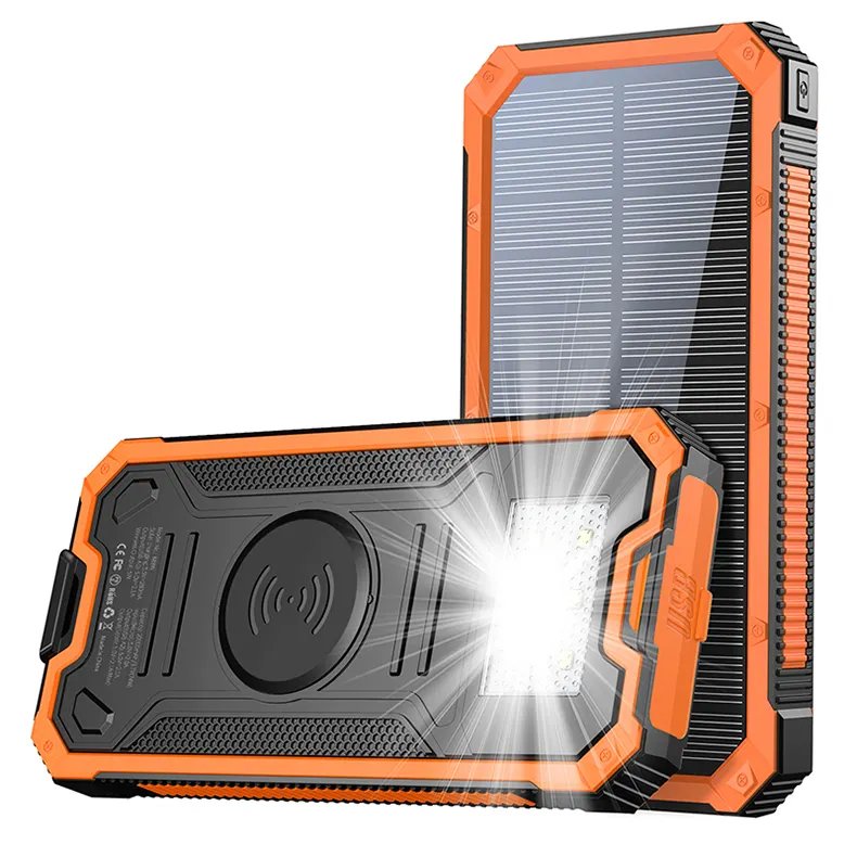 Solar Power Bank 15000 mAh Waterproof Slim Dual USB Portable Solar Charger for Travel