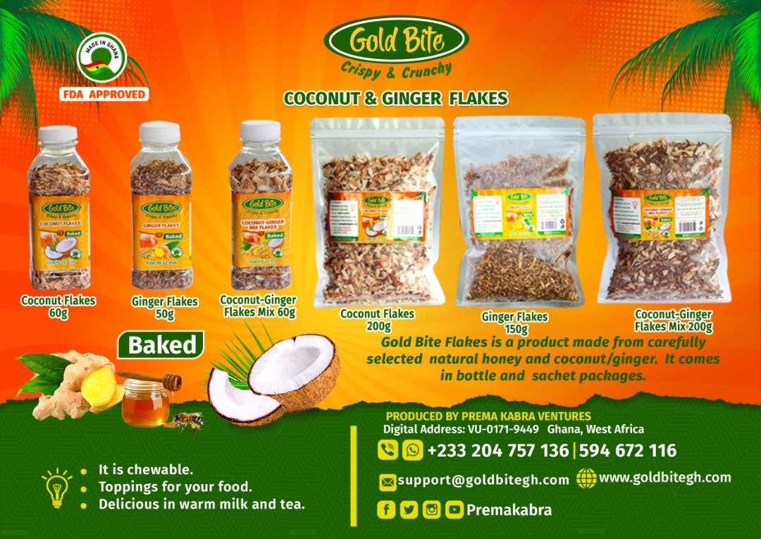 Goldbite (coconut and ginger flakes)